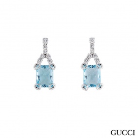 Gucci Horsebit Topaz and Diamond Earrings